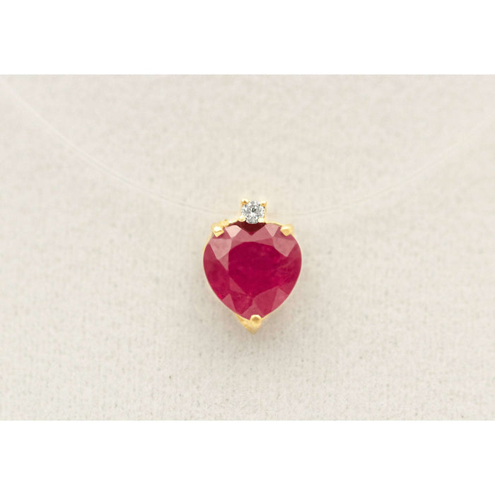 Invisible Heart Shape Ruby Necklace-Necklace-cocobycaroline.myshopify.com-Cocobycaroline