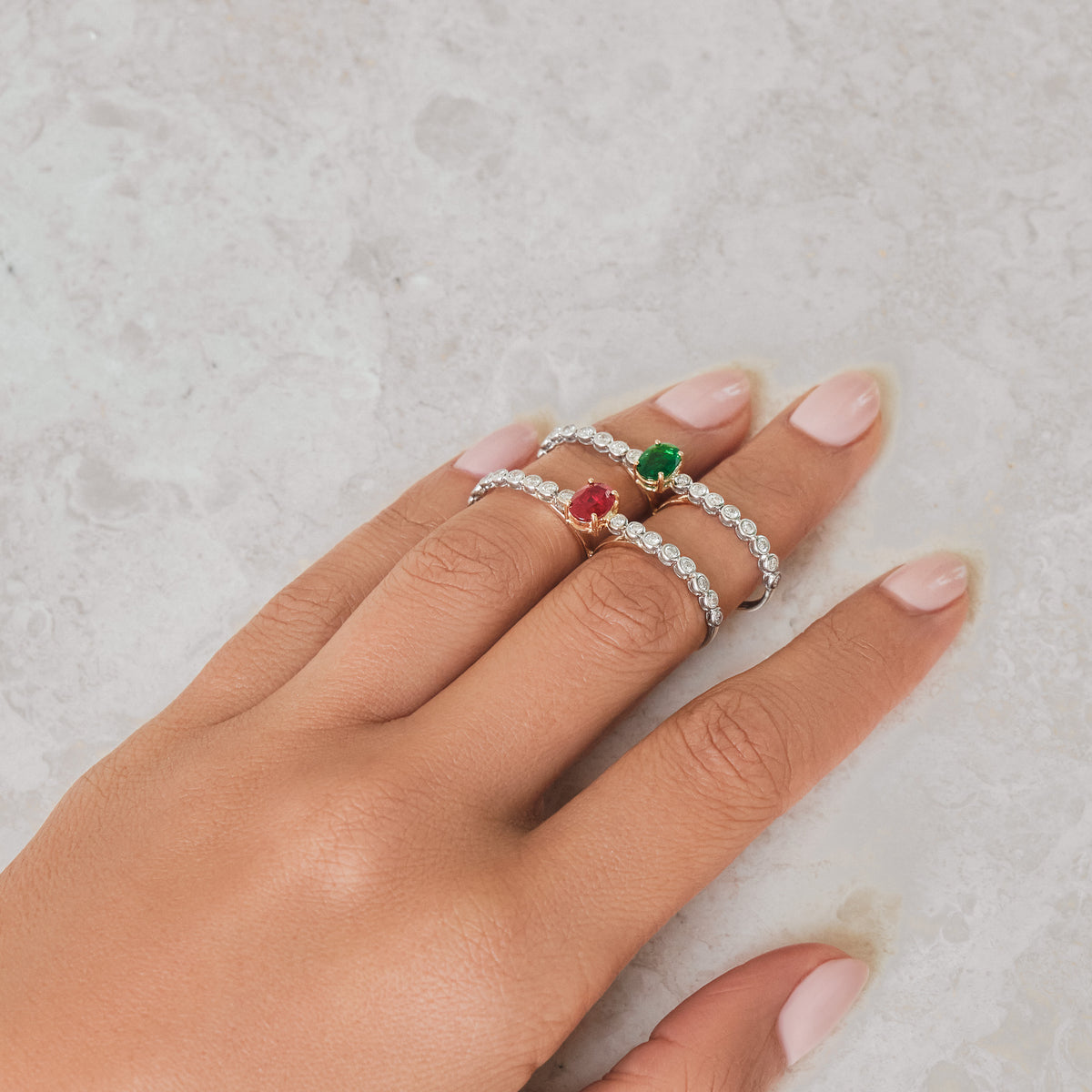 Double Finger Gold & Diamonds Ring