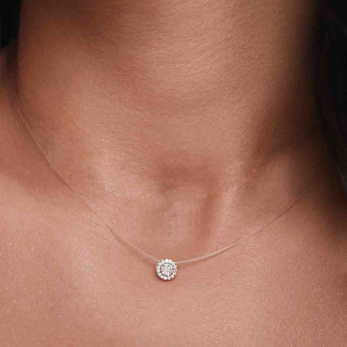 Invisible Round Diamonds Necklace
