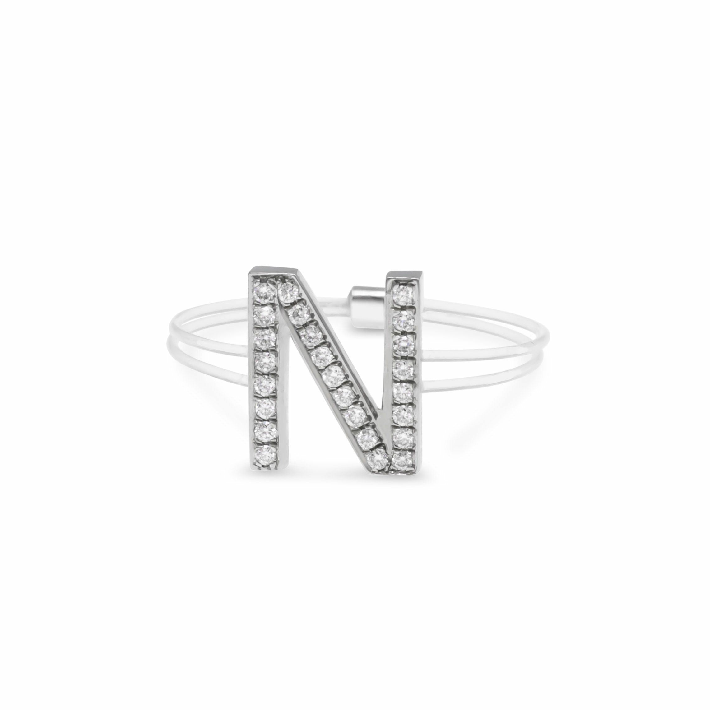 Invisible Initial White Diamond Ring freeshipping - Cocobycaroline