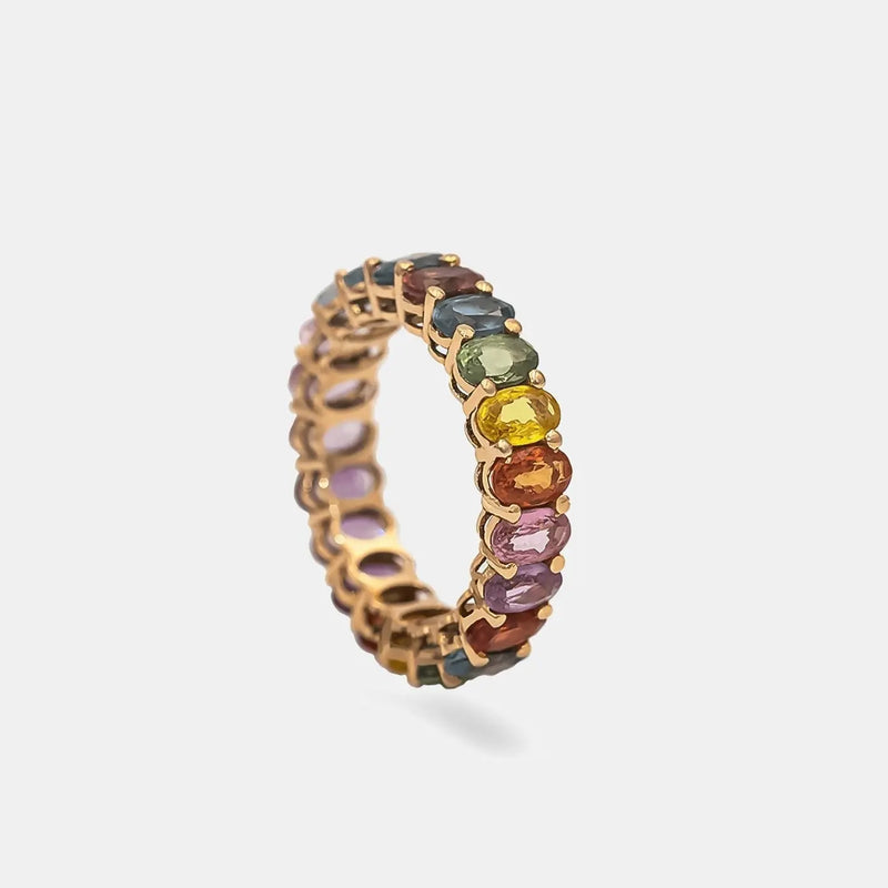Ring Rainbow Multi Color Sapphire Eternity Band Cocobycaroline Cocobycaroline